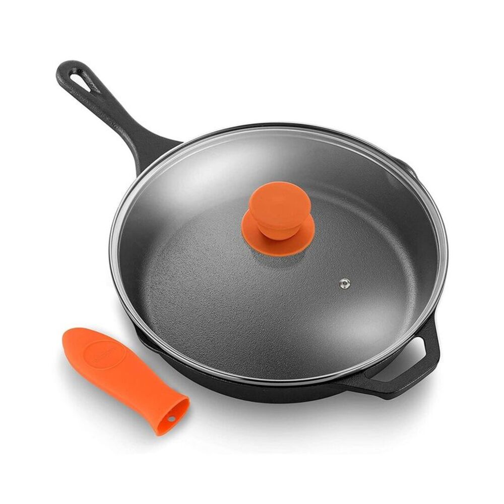 Nutrichef 10In Pre-Seasoned Cast Iron Pan, Black